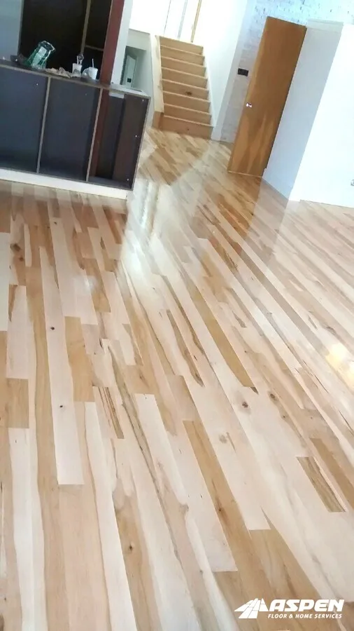 Close view of newly laid hardwood boards