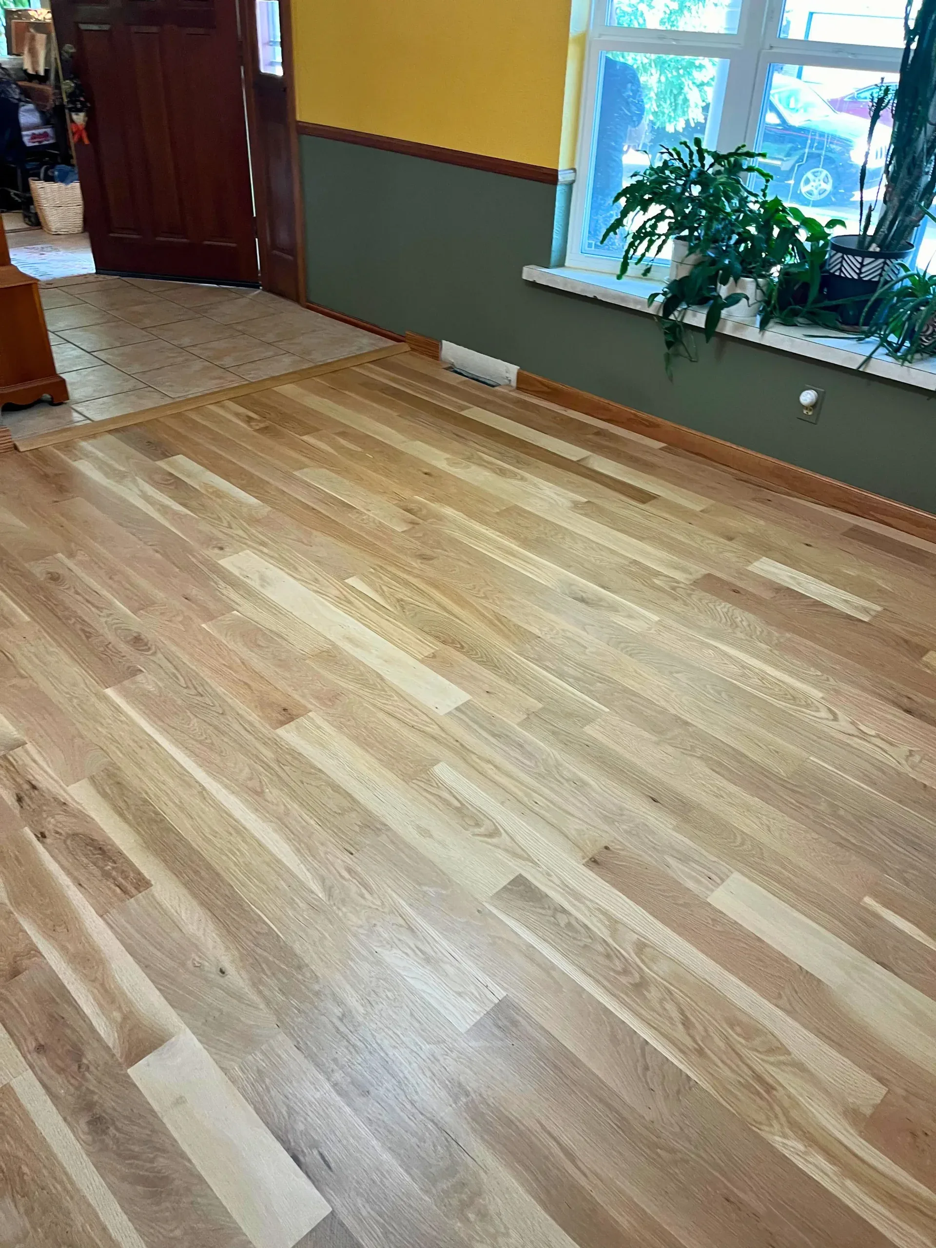 Character grade hardwood floor after installation