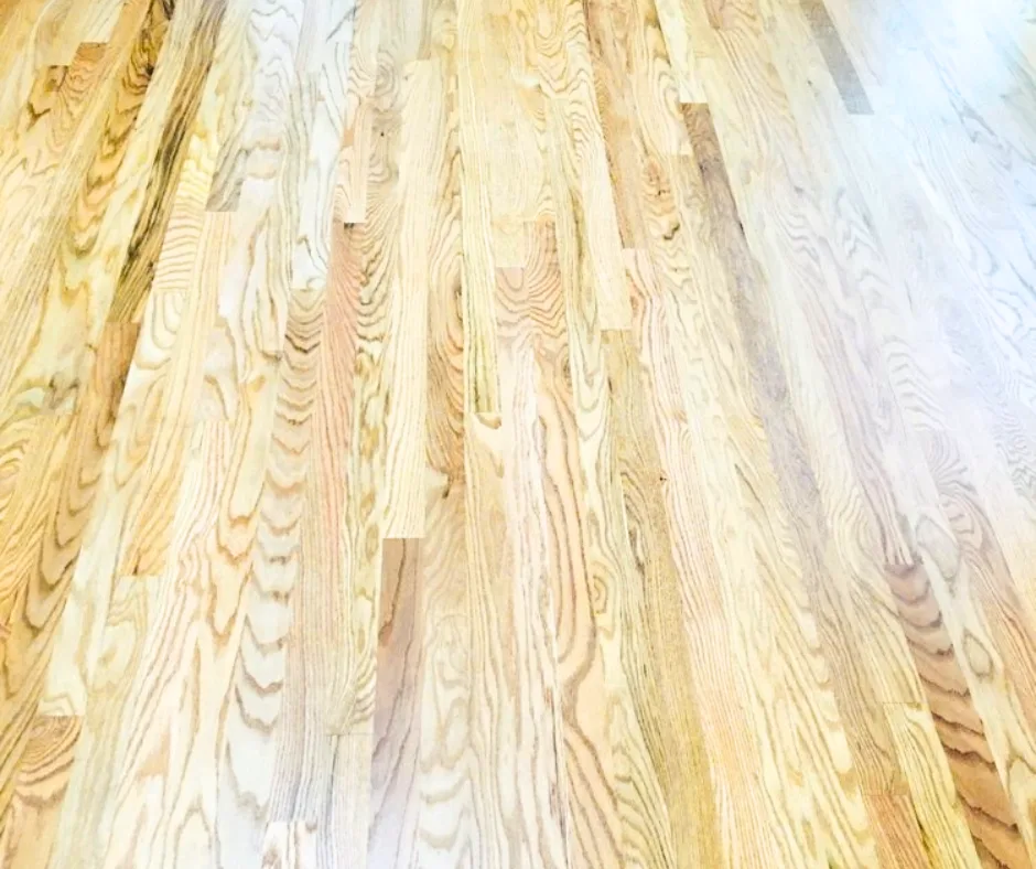 Close view of light oak boards after sanding and finishing