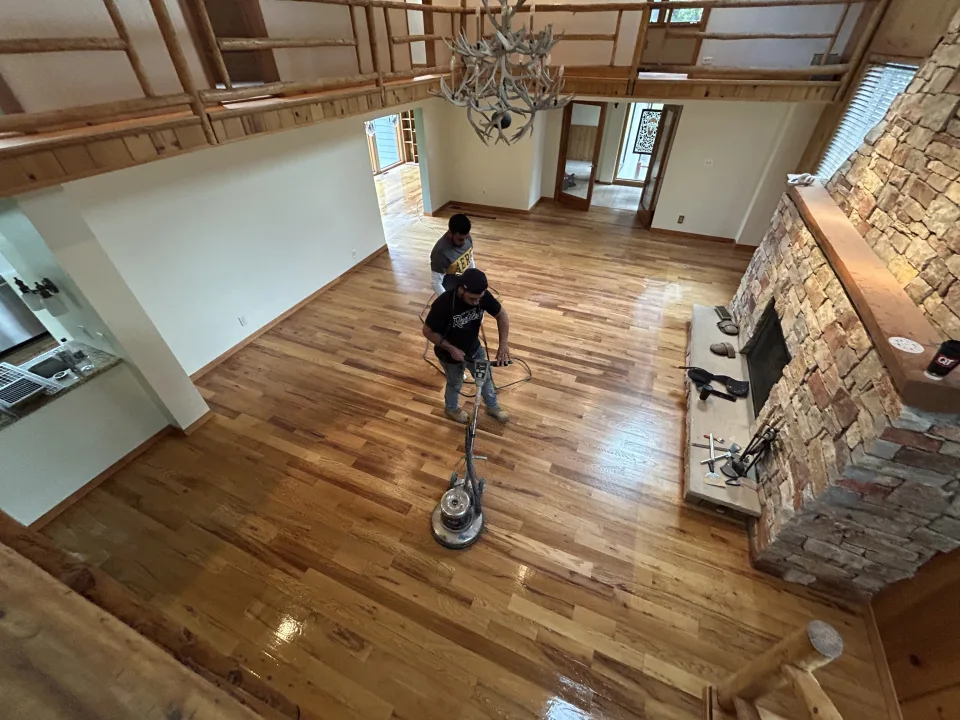 Newly installed hardwood floor in a Denver home, finished and clean