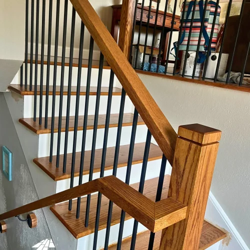 Wood Stair & Handrail Installation with iron baluster in Colorado